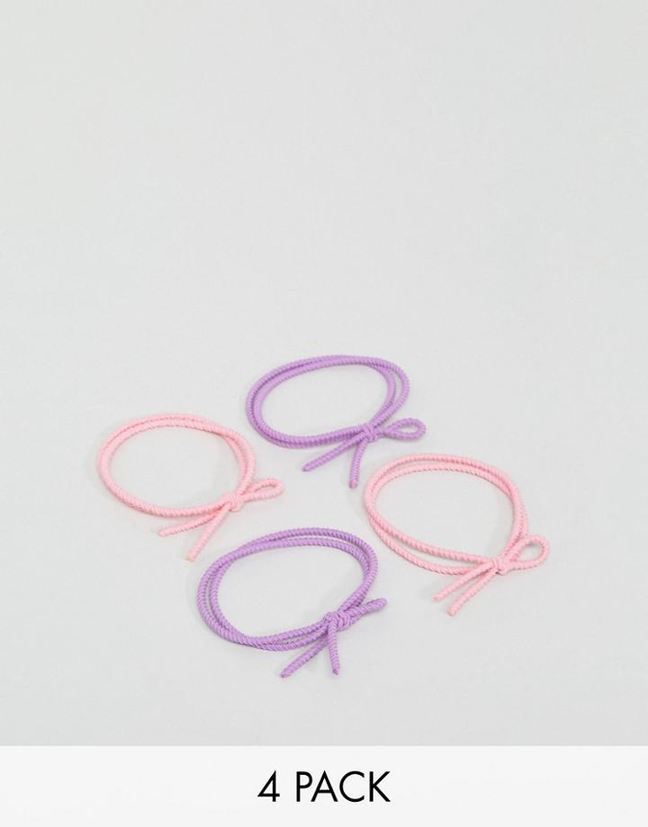 Asos Pack Of 4 Twist Bow Hair Ties - Multi