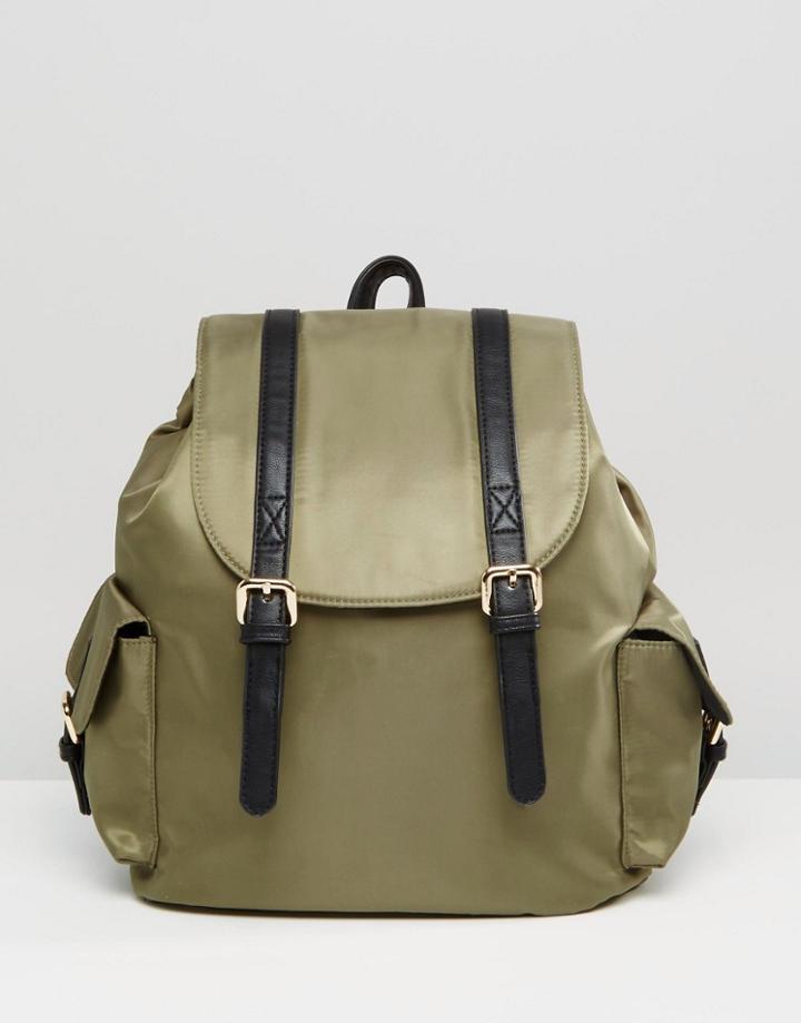 Asos Nylon Backpack - Khaki