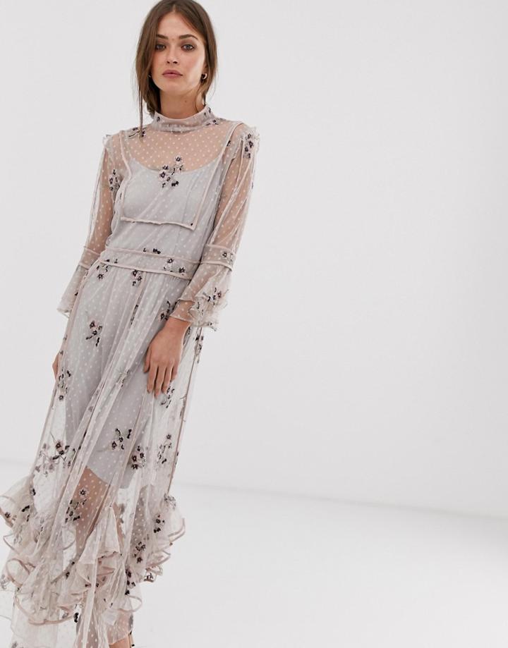 We Are Kindred Maryjane Detail Hem Maxi Dress - Purple