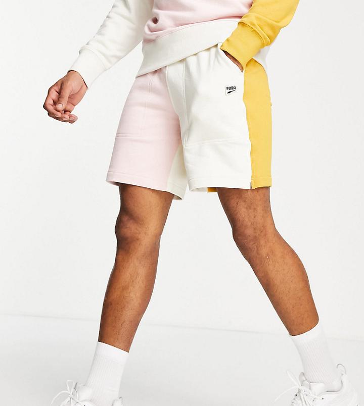 Puma Downtown Color Block Shorts In Pink - Exclusive To Asos