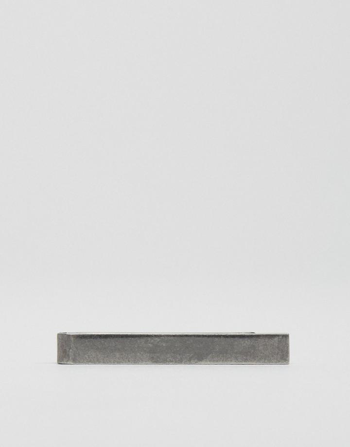 Asos Tie Bar In Burnished Silver - Multi