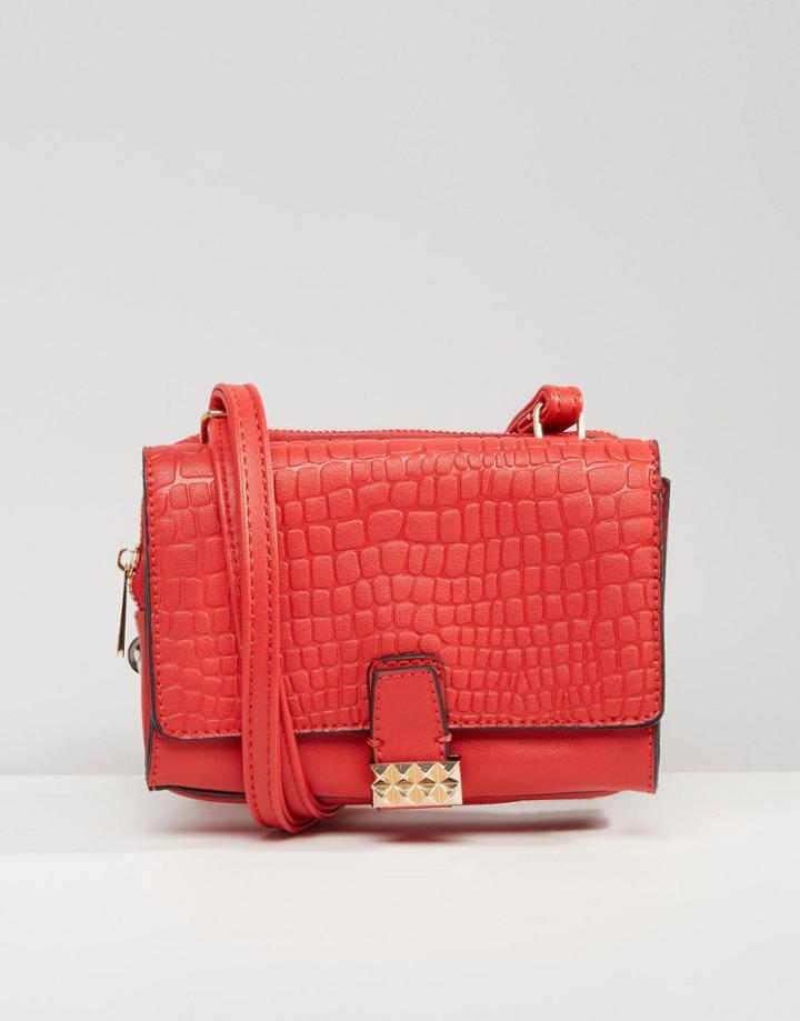 Liquorish Crossbody Bag With Gold Clasp - Red