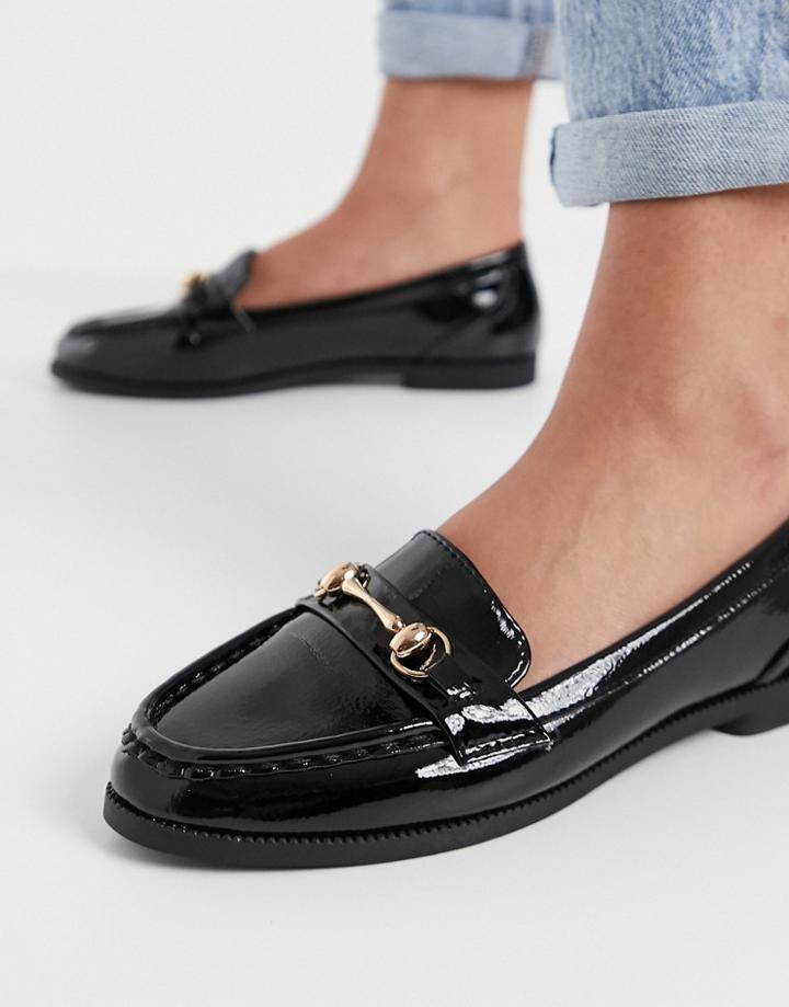 New Look Chain Detail Patent Loafer In Black
