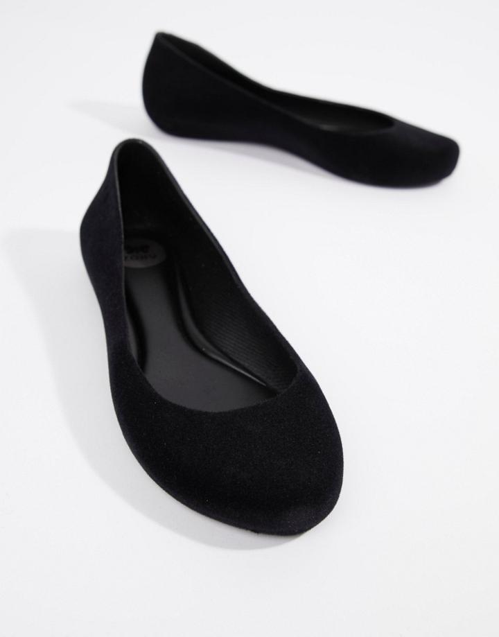 Zaxy Pop Flock Ballerinas - Black
