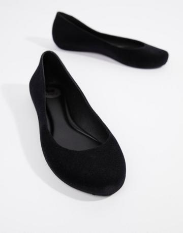 Zaxy Pop Flock Ballerinas - Black