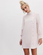 River Island High Neck Swing Dress With Button Side Detail In Light Pink