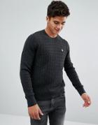 Abercrombie & Fitch Preppy Cable Knit Sweater Moose Logo In Charcoal - Gray