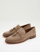 H By Hudson Guilder Woven Tassel Loafers In Taupe Suede-neutral
