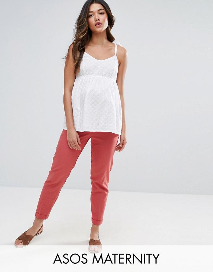 Asos Maternity Linen Cigarette Pant - Pink