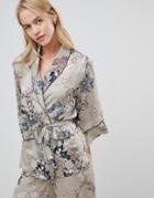 Lindex Ella M Floral Kimono Pyjama Top - Green