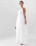 Asos Edition Lace Halter Neck Maxi Wedding Dress - White