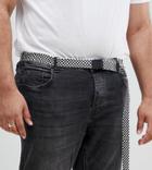 Asos Design Plus Long Ended Slim Belt In Checkerboard And Matte Black Buckle - Black
