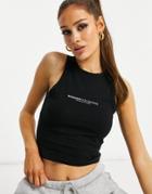 Asos Weekend Collective Sleeveless Tank In Rib With Logo In Black