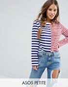 Asos Petite T-shirt In Boxy Fit And Cut About Stripe - Multi