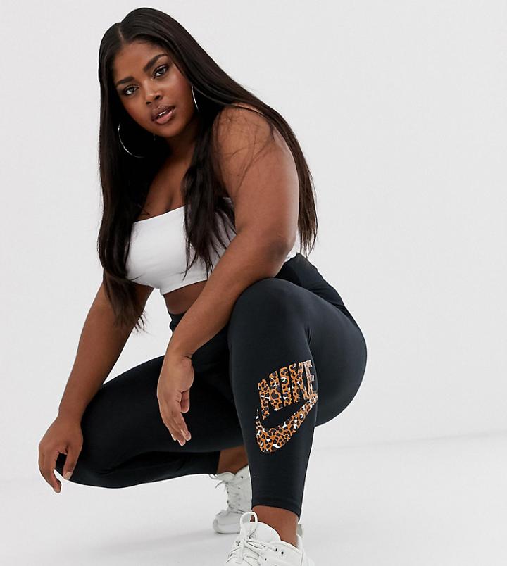 Nike Plus Black And Leopard Legging
