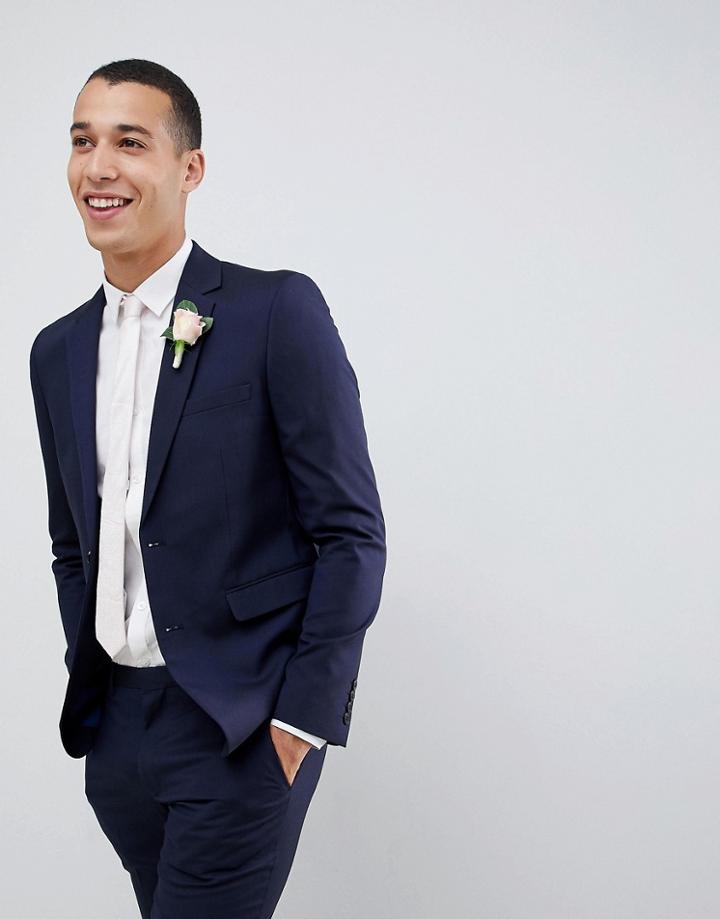 Burton Menswear Wedding Skinny Fit Suit Jacket In Navy - Blue