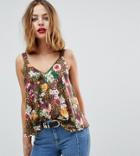 Asos Petite Swing Cami In Animal Floral - Multi