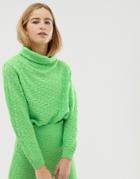 Asos Design Two-piece Textured High Neck Sweater - Green
