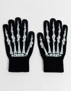 Asos Design Skeleton Halloween Touchscreen Gloves-black