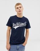 Jack And Jones Script Logo T-shirt - Navy