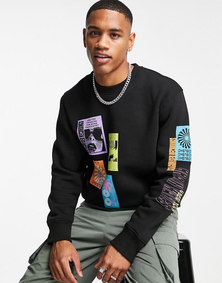 Topman Legacy Patch Print Sweatshirt In Black-green