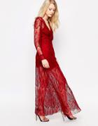 Jovonna Highfield Maxi Dress In Lace - Red