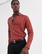 Jack & Jones Premium All Over Print Shirt In Orange