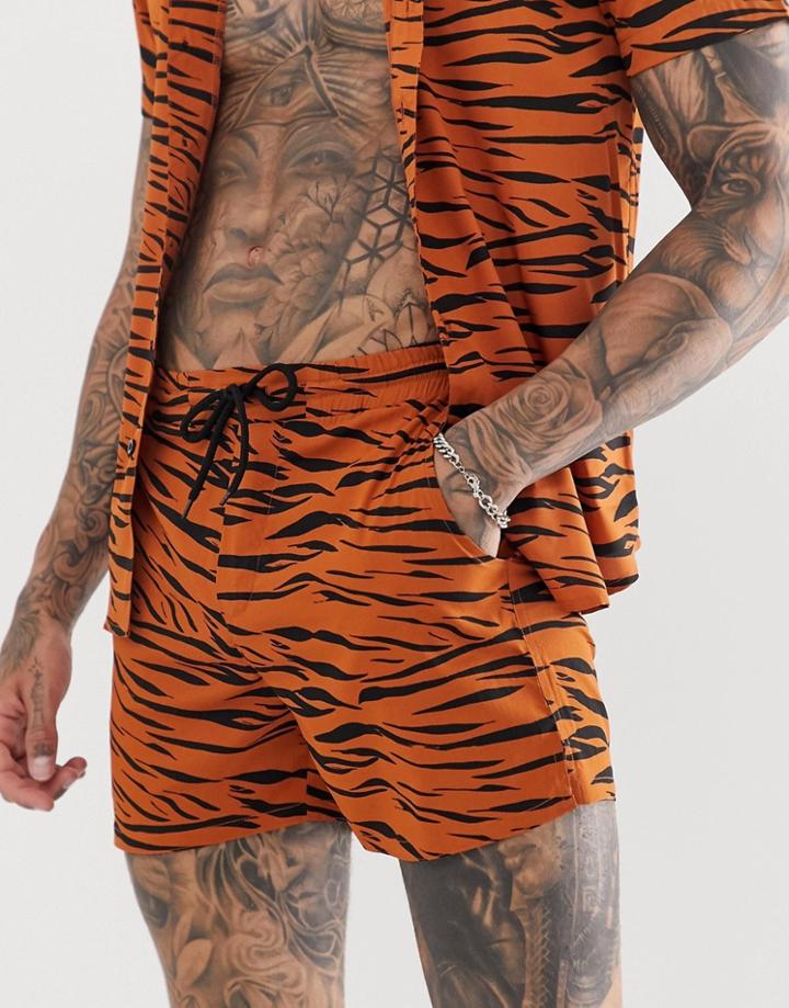 Another Influence Two-piece Tiger Animal Short - Brown
