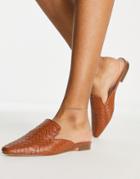 London Rebel Woven Mules In Tan-brown