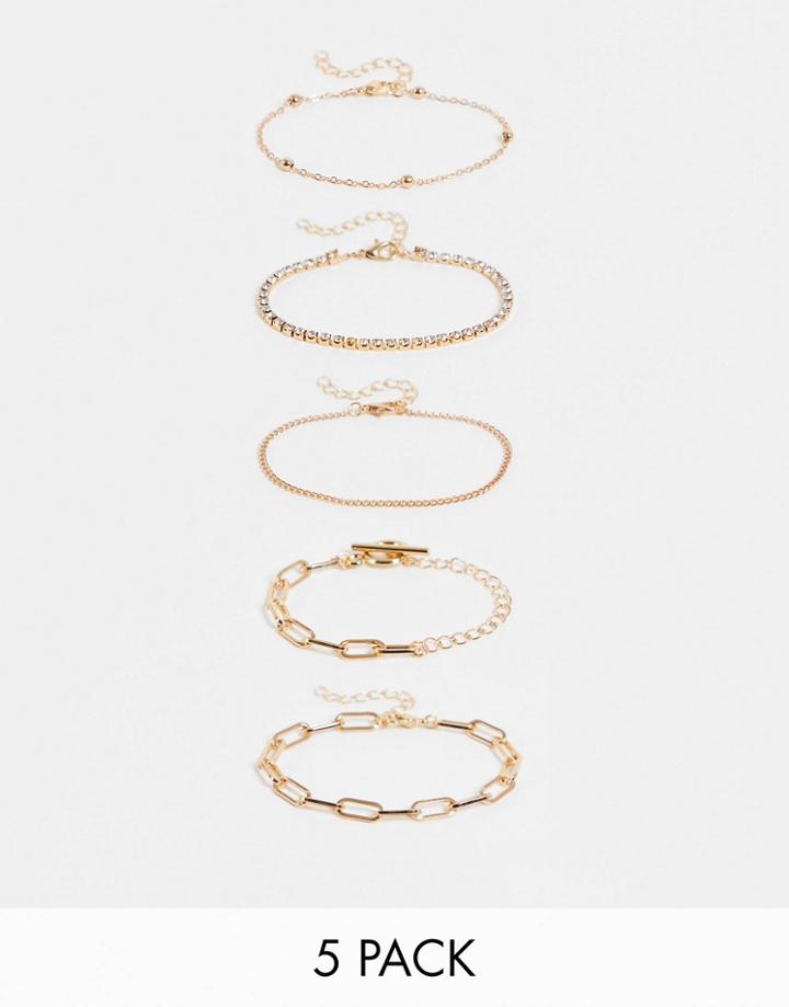 Svnx Gold Multi Pack Chain And Beaded Bracelets
