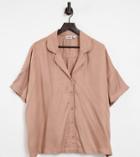 Noisy May Curve Oversized Shirt In Beige-multi