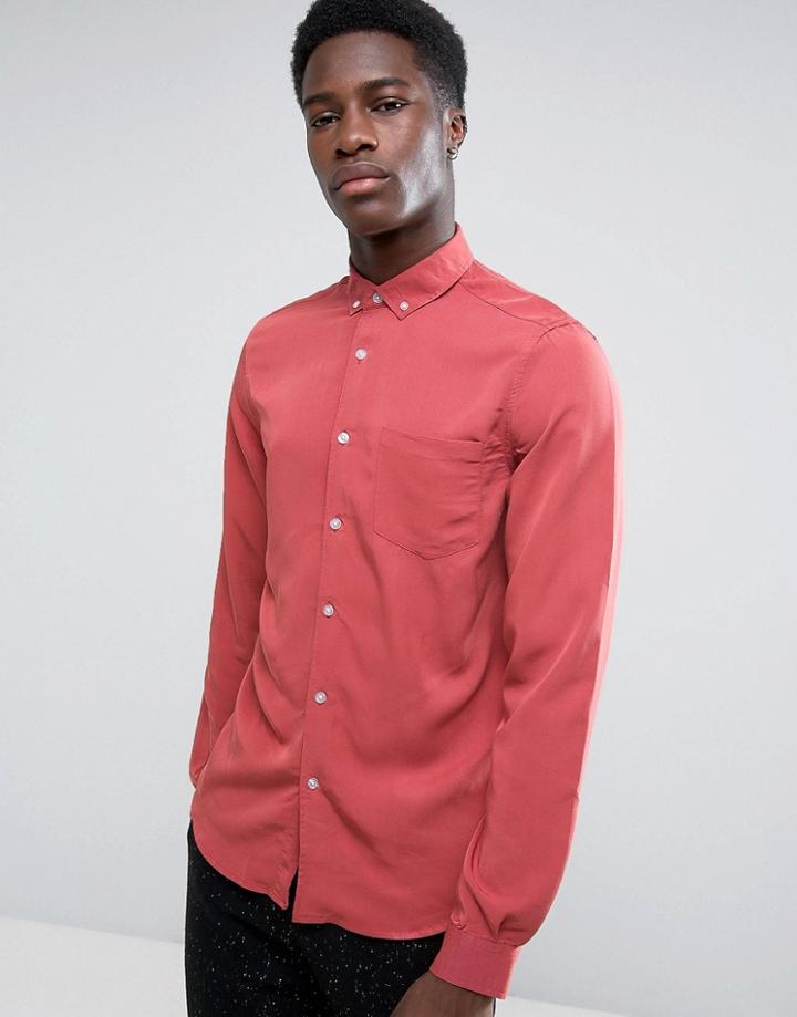 Asos Regular Fit Viscose Shirt In Pink - Pink