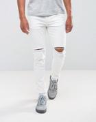 Antioch Ripped Skinny Jeans In White - White