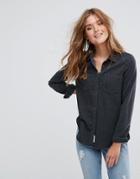 Pull & Bear Black Denim Shirt - Black
