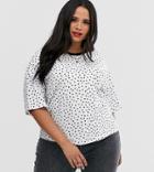 Asos Design Curve T-shirt With Drawn Mono Spot-white