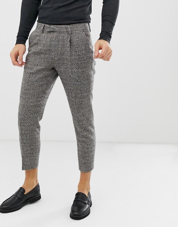 Asos Design Cigarette Suit Pants In Camel Check - Tan
