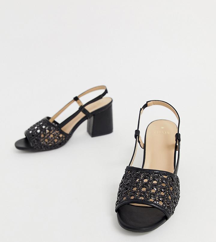 Oasis Woven Heeled Sandals In Black - Black