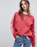 Adidas Originals Adicolor Three Stripe Sweatshirt In Red - Red