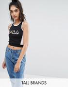 Fila Tall Crop Top With Logo Detail - Black