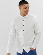 Asos Design Regular Fit White Nep Shirt With Button Down Collar