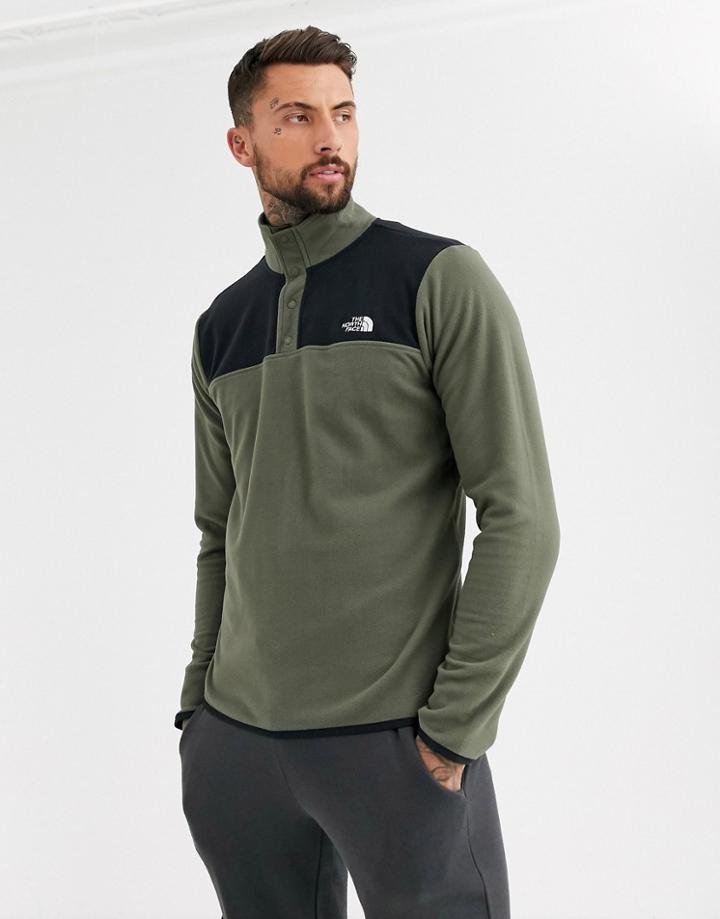 The North Face Tka Glacier Snap Neck Fleece In Khaki-green