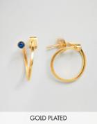 Ottoman Hands Crystal Ended Hoop Earrings - Gold