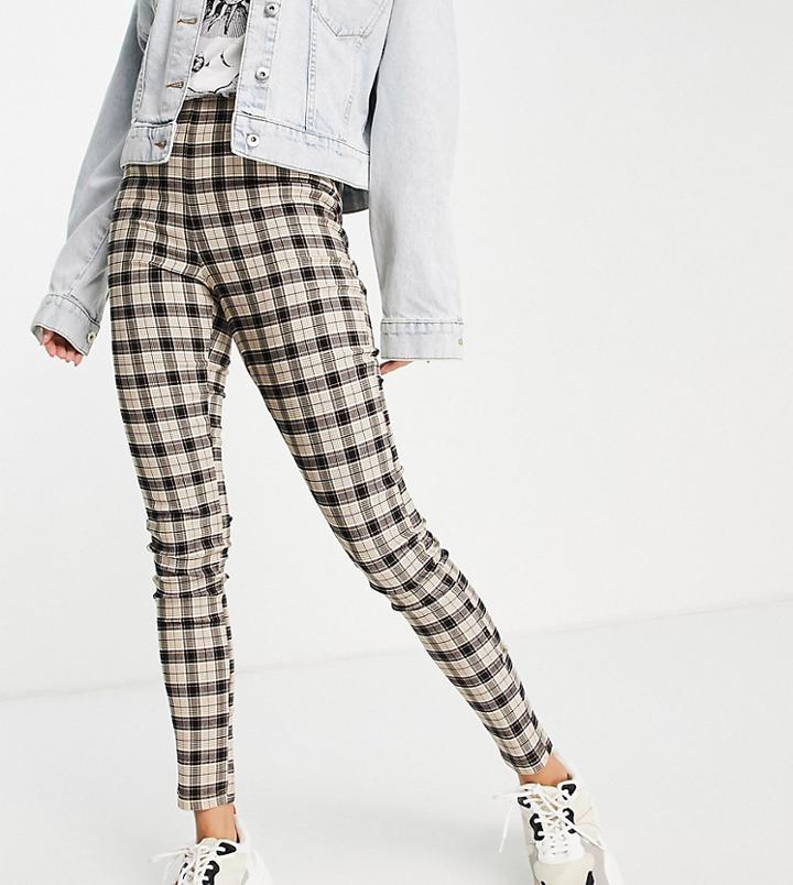 Vero Moda Frsh Leggings In Navy Plaid-multi
