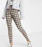 Vero Moda Frsh Leggings In Navy Plaid-multi