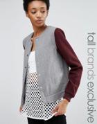 Noisy May Tall Button Up Baseball Jacket - Multi