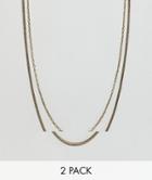 Icon Brand Gold Chain Necklace In 2 Pack - Gold