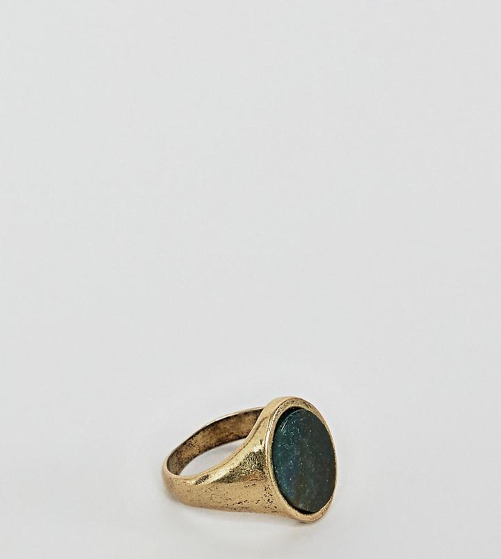 Reclaimed Vintage Inspired Signet Ring With Semi Precious Stone Exclusive At Asos-gold
