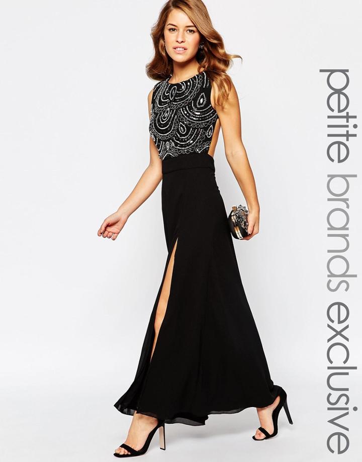Maya Petite Embellished Bodice Maxi Dress With Keyhole Back - Black