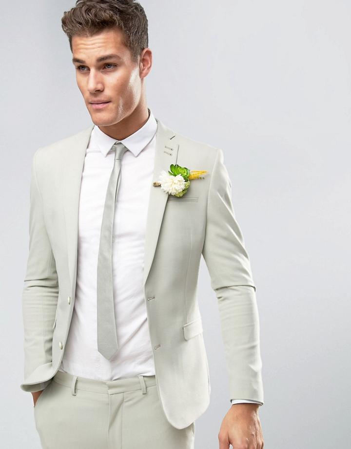 Asos Super Skinny Suit Jacket In Sage Green - Green