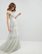 Needle & Thread Tiered Scattered Sequin Gown - Blue